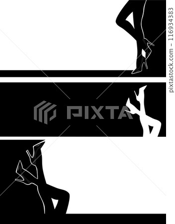 sexy woman legs wearing high heels shoes vector silhouette design set 116934383