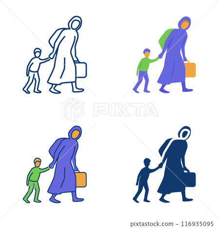 Migrants or refugees icon set 116935095