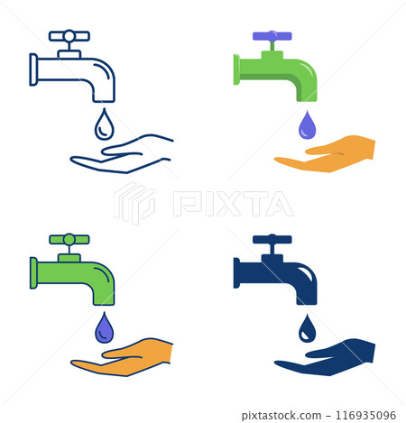Water crisis, shortage icon set 116935096