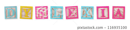 dyslexia concept with wood blocks with clipping path dyslexia concept with wood blocks with clipping path 116935100