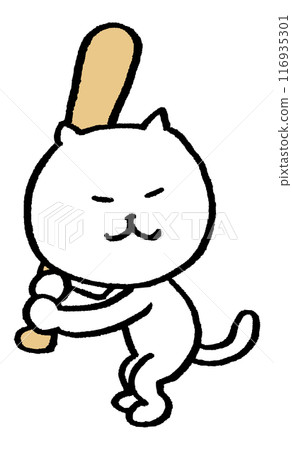 可愛的白貓角色,瞇著眼睛,從事各種運動 可愛的白貓角色,瞇著眼睛,從事各種運動 116935301