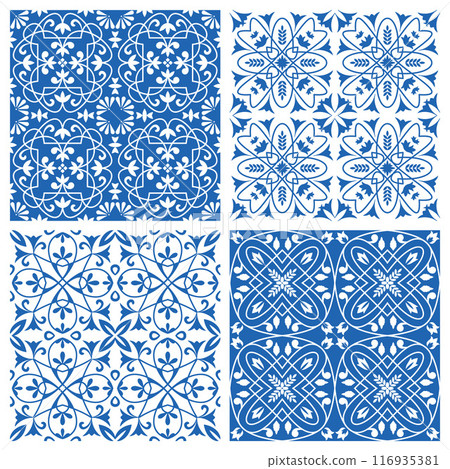 tiles pattern. decorative ornamental seamless backgrounds blue color tiles pattern. decorative ornamental seamless backgrounds blue color 116935381