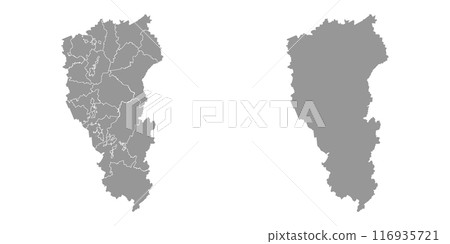 Kemerovo Oblast map, administrative division of Russia. Vector illustration. 116935721