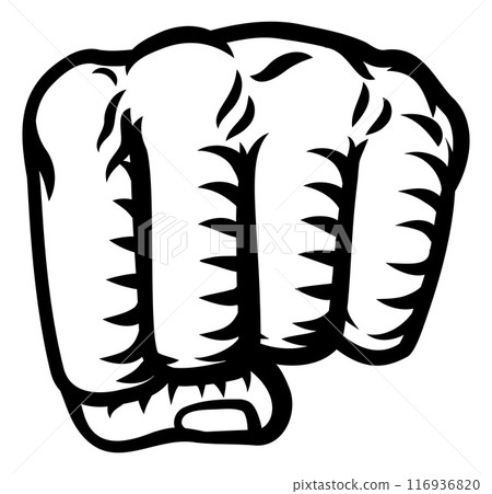 Fist hand vintage woodcut retro tattoo style Fist hand vintage woodcut retro tattoo style 116936820