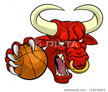Bull Minotaur Longhorn Cow Basketball Mascot 116936825