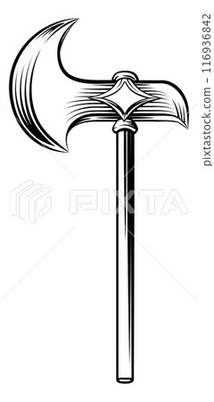Axe Medieval Weapon Vintage Woodcut Tattoo Style 116936842