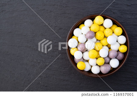 Mix of colorful candies . Multicolored unhealthy background. Sweet dessert Mix of colorful candies . Multicolored unhealthy background. Sweet dessert 116937001