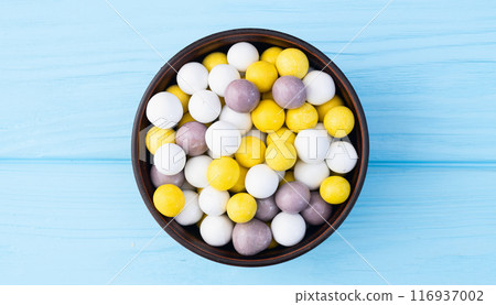 Mix of colorful candies . Multicolored unhealthy background. Sweet dessert Mix of colorful candies . Multicolored unhealthy background. Sweet dessert 116937002