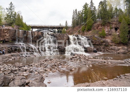 Views of Gooseberry falls on a cloudy day in Duluth, Minnesota 116937110