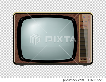 Vector retro television mock up isolate on transparent grid Vector retro television mock up isolate on transparent grid 116937223