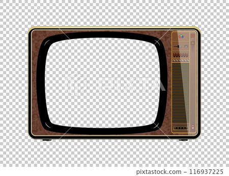 Vector retro television mock up isolate on transparent grid 116937225