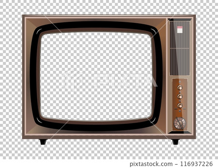Vector retro television mock up isolate on transparent grid 116937226