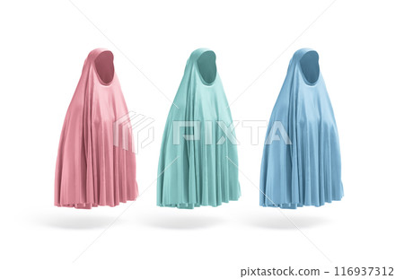 Blank colored female chador mockup, side view 116937312