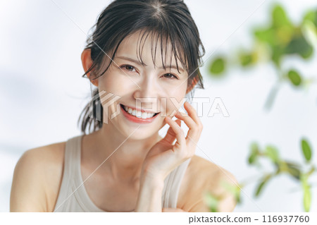 自然妝容的女人美麗的形象 116937760