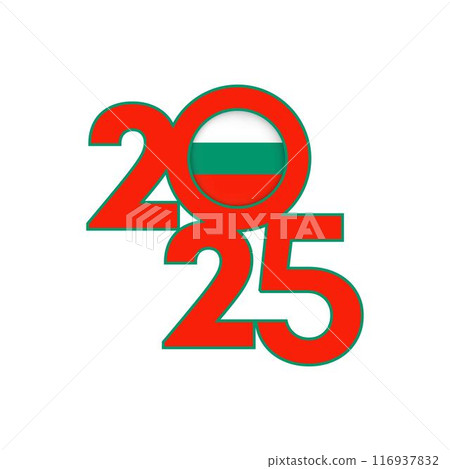 2025 banner with Bulgaria flag inside. Vector illustration. 116937832