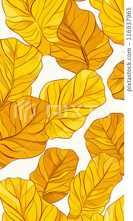 Autumn Leaves Pattern with Golden Fiddle Leaf Design for Prints and Decor Autumn Leaves Pattern with Golden Fiddle Leaf Design for Prints and Decor 116937965