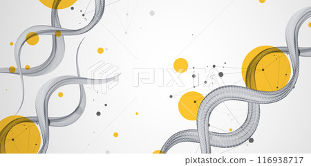 Abstract futuristic wireframe background for design works.Science template, wallpaper or banner with a DNA molecules. Hand drawn. Abstract futuristic wireframe background for design works.Science template, wallpaper or banner with a DNA molecules. Hand drawn. 116938717