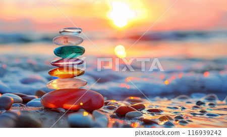 A stack of transparent glass pebbles A stack of transparent glass pebbles 116939242