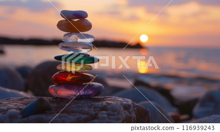 A stack of transparent glass pebbles A stack of transparent glass pebbles 116939243
