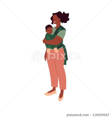 Mother with baby in carrier vector illustration 116939567