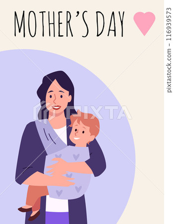Mother's Day vector illustration of woman and child 116939573