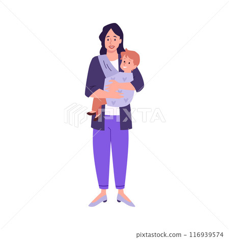 Mother with child in baby carrier vector illustration 116939574
