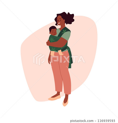 Mother and baby in carrier vector illustration 116939593