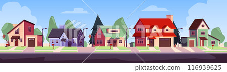 Suburban houses vector illustration set 116939625