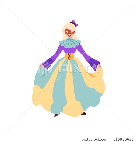 Elegant woman celebrating Venice Carnival vector illustration 116939635