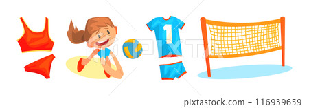 Volleyball Training Sport Game Object and Attribute Vector Set Volleyball Training Sport Game Object and Attribute Vector Set 116939659