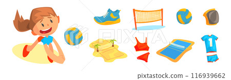 Volleyball Training Sport Game Object and Attribute Vector Set Volleyball Training Sport Game Object and Attribute Vector Set 116939662