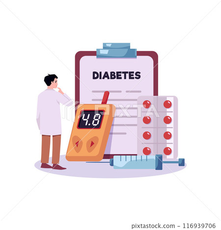 Vector illustrations for the treatment of diabetes: glucose meters, insulin syringes and medicines Vector illustrations for the treatment of diabetes: glucose meters, insulin syringes and medicines 116939706