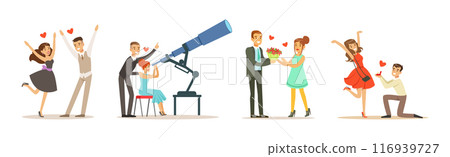 Romantic Couple of Man and Woman Dating Vector Set Romantic Couple of Man and Woman Dating Vector Set 116939727