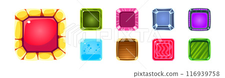 Game UI Square Buttons with Texture Vector Set Game UI Square Buttons with Texture Vector Set 116939758