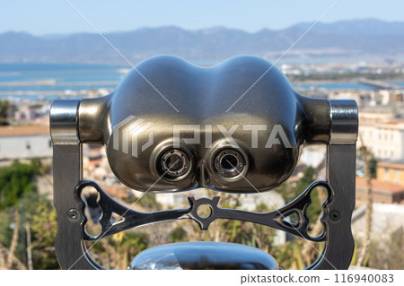 Coin-Operated Binoculars with City View 116940083