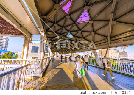 Fujisawa cityscape in Japan in July. Tokaido Main Line, Tsujido Station, pedestrian deck... = 21st 116940395