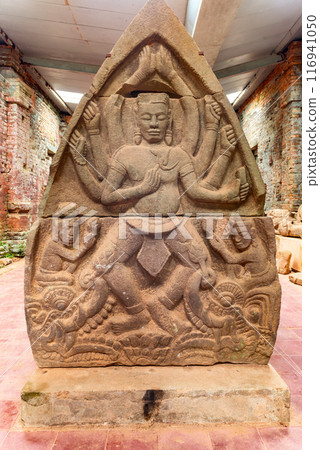 View of My Son Sanctuary among green woods in Quang Nam, Vietnam. 116941050