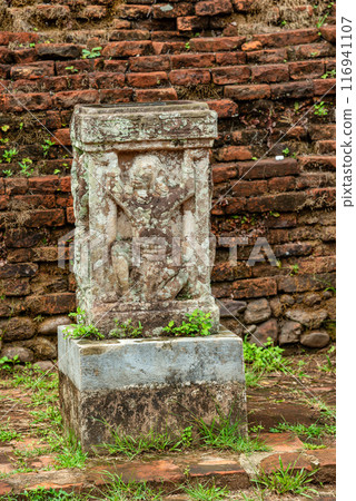 View of My Son Sanctuary among green woods in Quang Nam, Vietnam. 116941107