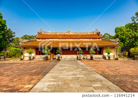Minh Mang tomb near the Imperial City with the Purple Forbidden City within the Citadel in Hue, Vietnam. 116941214