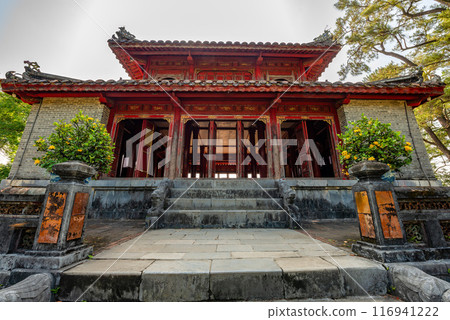 Minh Mang tomb near the Imperial City with the Purple Forbidden City within the Citadel in Hue, Vietnam. Minh Mang tomb near the Imperial City with the Purple Forbidden City within the Citadel in Hue, Vietnam. 116941222