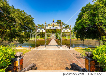 Minh Mang tomb near the Imperial City with the Purple Forbidden City within the Citadel in Hue, Vietnam. 116941223