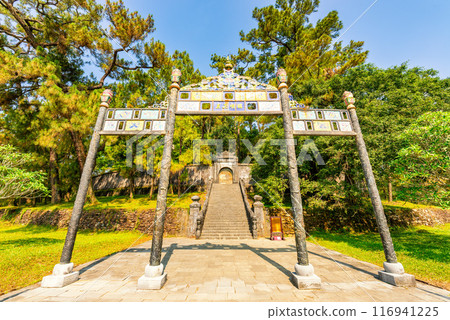 Minh Mang tomb near the Imperial City with the Purple Forbidden City within the Citadel in Hue, Vietnam. 116941225