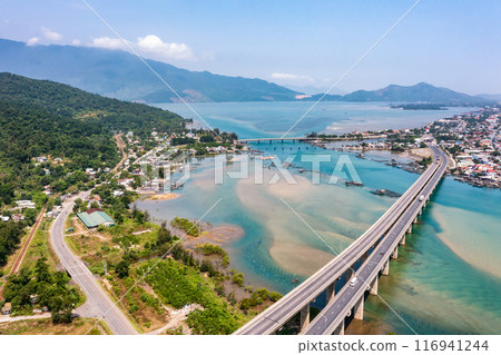 Lang Co beach near Hai Van pass mountain in Hue, Vietnam 116941244