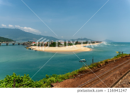Lang Co beach near Hai Van pass mountain in Hue, Vietnam Lang Co beach near Hai Van pass mountain in Hue, Vietnam 116941247