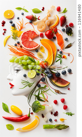 Fashion Illustration with Fresh Fruits and Vegetables Fashion Illustration with Fresh Fruits and Vegetables 116941480