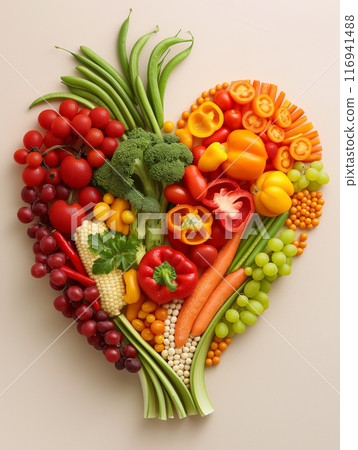 Heart Shaped Vegetable and Fruit Arrangement 116941488