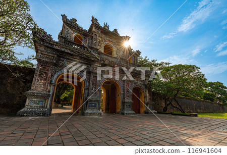 Imperial City with the Purple Forbidden City within the Citadel in Hue, Vietnam. 116941604