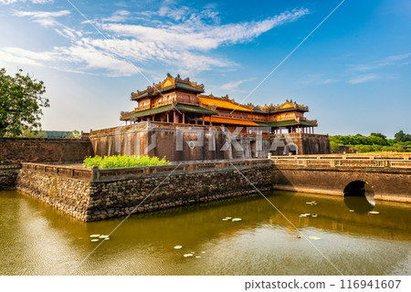Imperial City with the Purple Forbidden City within the Citadel in Hue, Vietnam. 116941607