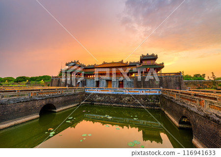Imperial City with the Purple Forbidden City within the Citadel in Hue, Vietnam. Imperial City with the Purple Forbidden City within the Citadel in Hue, Vietnam. 116941633