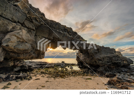 To Vo gate ( The stone gate arch) on Ly Son Island, Quang Ngai Province, Vietnam 116941712